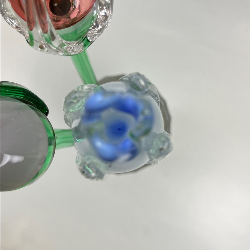 Mikasa Art Glass Hand Blown Murano Style ~ in Reddish/Blue/Lavender Tulip 🌷(3) - Picture 10 of 16